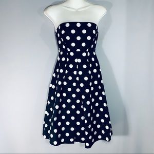 Strapless cotton blk/wht polka dot summer dress